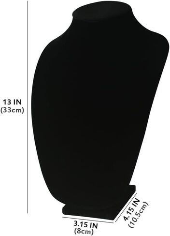 Julsky 3 قطعة/الحزمة قلادة ثلاثية الأبعاد عرض تمثال نصفي قلادة حامل لبيع منظم حامل مجوهرات مخملي أسود (أسود) in Kuwait
