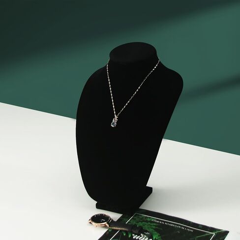 Julsky 3 قطعة/الحزمة قلادة ثلاثية الأبعاد عرض تمثال نصفي قلادة حامل لبيع منظم حامل مجوهرات مخملي أسود (أسود) in Kuwait