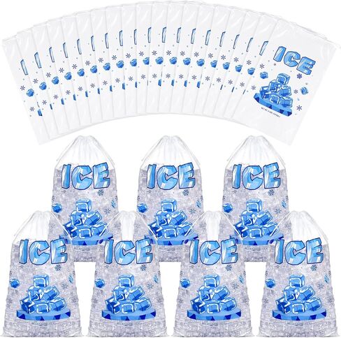 Aodaer 200 Pack Ice Bags with Drawstring 8 Lb 11 x 18 Inch Heavy-Duty Ice Bags Thick Clear Plastic Ice Bags Commercial Ice Bags Storage, 1.5 Mil Thickness in Saudi Arabia