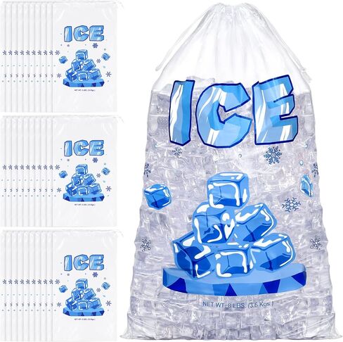 Aodaer 200 Pack Ice Bags with Drawstring 8 Lb 11 x 18 Inch Heavy-Duty Ice Bags Thick Clear Plastic Ice Bags Commercial Ice Bags Storage, 1.5 Mil Thickness in Saudi Arabia