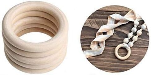 مجموعات حرفية SUNTQ Macrame مكونة من 80 قطعة - مجموعة متنوعة من الخرز الخشبي و50 قطعة من الخرز الخشبي و30 قطعة من الحلقات الخشبية للحرف اليدوية والمكرامية in Kuwait