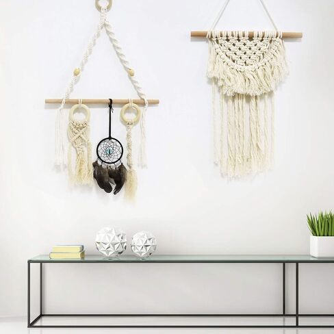 مجموعات حرفية SUNTQ Macrame مكونة من 80 قطعة - مجموعة متنوعة من الخرز الخشبي و50 قطعة من الخرز الخشبي و30 قطعة من الحلقات الخشبية للحرف اليدوية والمكرامية in Kuwait