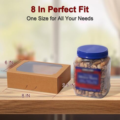 علب ملفات تعريف الارتباط Happyhiram مقاس 8 بوصات، صناديق حلوى المخبوزات المنبثقة مع نافذة، صندوق معجنات الحلوى بني لتقديم الهدايا، ملفات تعريف الارتباط، الفراولة المغطاة بالشوكولاتة، الحلوى، الفحم والدونات، 9 قطع in Kuwait