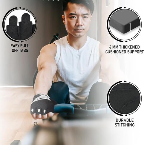 قفازات رفع الأثقال الرياضية الخفية مع دعم لف المعصم، مبطن لحماية راحة اليد، قفازات تمرين الصالة الرياضية للرجال والنساء، تدريب اللياقة البدنية، رفع الأثقال، كمال الأجسام، E9 in Kuwait