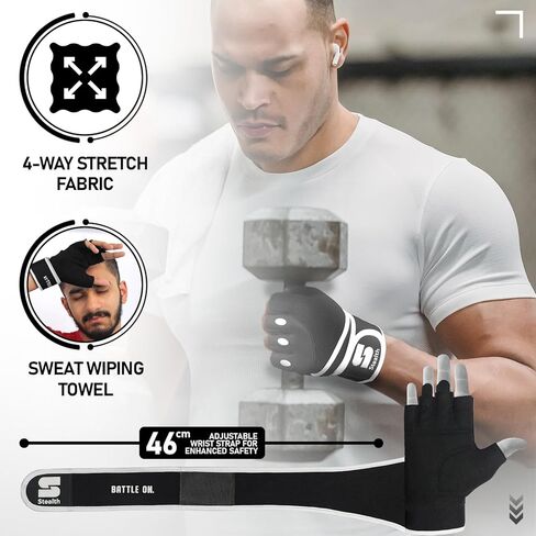 قفازات رفع الأثقال الرياضية الخفية مع دعم لف المعصم، مبطن لحماية راحة اليد، قفازات تمرين الصالة الرياضية للرجال والنساء، تدريب اللياقة البدنية، رفع الأثقال، كمال الأجسام، E9 in Kuwait