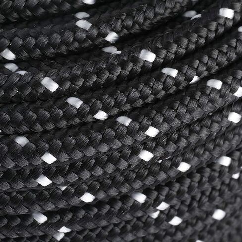 NovelBee 3/16 Inch X 100 Feet Double Braid Nylon Anchor Line with Stainless Steel Thimble and Hook (Black/White) in Saudi Arabia