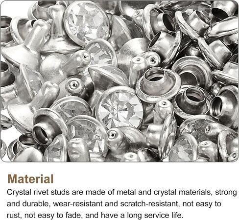 uxcell 100Pcs Silver Rhinestone Rivets, 7mm/0.28" Leathercraft Rivets Crystal Rivets Metal Double Cap Rhinestone Stud Rivets Stud for DIY Leather Craft Making Purse Clothing Shoes Belt in Saudi Arabia