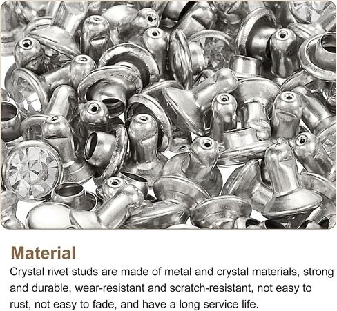 uxcell 100Pcs Silver Rhinestone Rivets, 7mm/0.28" Leathercraft Rivets Crystal Rivets Metal Double Cap Rhinestone Stud Rivets Stud for DIY Leather Craft Making Purse Clothing Shoes Belt in Saudi Arabia