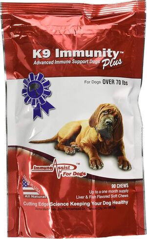 K9 Immunity Plus - Potent Immune Booster for Dogs 30-70 lbs - Certified Organic – Mushroom Enhanced Supplement - Veterinarian Recommended Dog Health Supplement - 60 Chews 2 Pack in Saudi Arabia