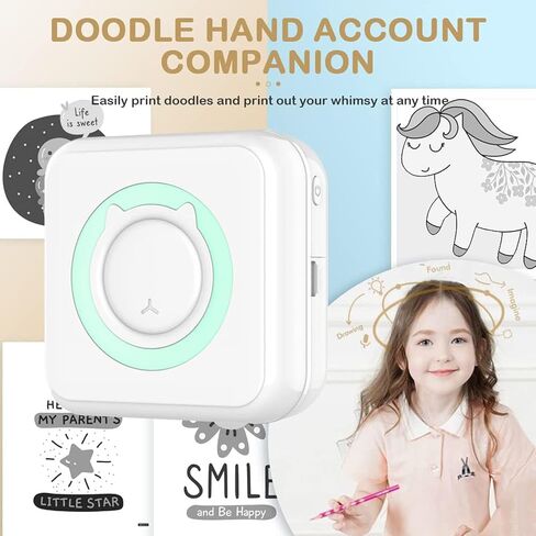TVAIGER Mini Printer Portable, Inkless Sticker Printer with 6 Rolls Printing Paper, Bluetooth Thermal Pocket Printer for Receipt, Memo, Notes, DIY Scrapbook, Photo Printer (Green) in Saudi Arabia