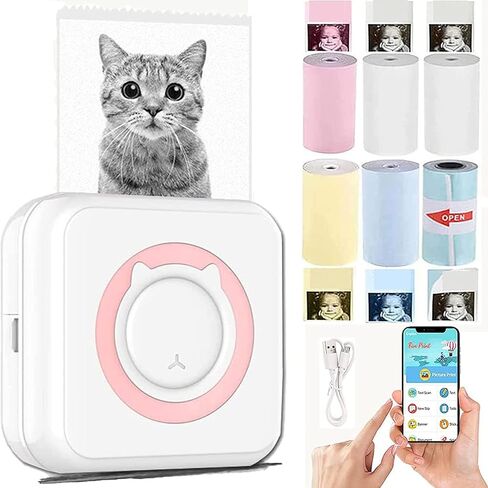 TVAIGER Mini Printer Portable, Inkless Sticker Printer with 6 Rolls Printing Paper, Bluetooth Thermal Pocket Printer for Receipt, Memo, Notes, DIY Scrapbook, Photo Printer (Green) in Saudi Arabia