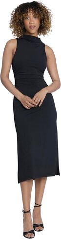 Maggy London Draped Mock Neck Sleeveless Sheath Ruched Waist | Black Dresses for Women in Kuwait