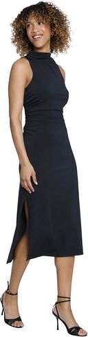 Maggy London Draped Mock Neck Sleeveless Sheath Ruched Waist | Black Dresses for Women in Kuwait