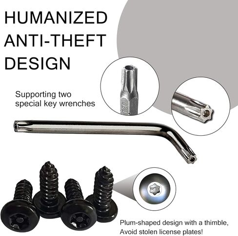 8 Sets Car License Plate Frame Stainless Steel Screw Kit, US Standard License Plate Anti-Shock Anti-Rust Buckle Accessories with Wrench, Anti-Theft Bolts, Universa for Most Cars (Black) in Saudi Arabia