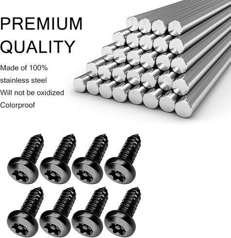 8 Sets Car License Plate Frame Stainless Steel Screw Kit, US Standard License Plate Anti-Shock Anti-Rust Buckle Accessories with Wrench, Anti-Theft Bolts, Universa for Most Cars (Black) in Saudi Arabia