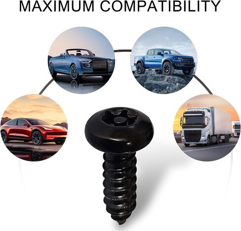 8 Sets Car License Plate Frame Stainless Steel Screw Kit, US Standard License Plate Anti-Shock Anti-Rust Buckle Accessories with Wrench, Anti-Theft Bolts, Universa for Most Cars (Black) in Saudi Arabia