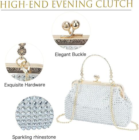 حقيبة سهرة سباركلي للسهرة للنساء محفظة بمقبض 2way حقيبة ترتر لامعة حقائب يد صغيرة مناسبة لحفلات الزفاف in Kuwait