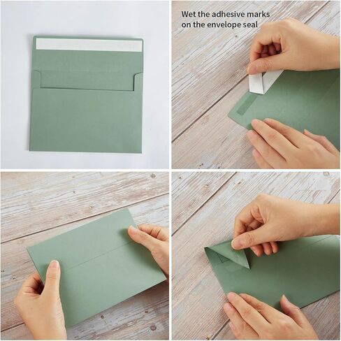 Wishhop 100 حزمة من مظاريف Sage-Green A7 ذاتية اللصق مقاس 5x7 للدعوات، وبطاقات تهنئة مقاس 5x7 in Saudi Arabia