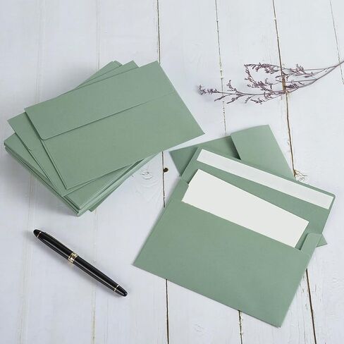 Wishhop 100 حزمة من مظاريف Sage-Green A7 ذاتية اللصق مقاس 5x7 للدعوات، وبطاقات تهنئة مقاس 5x7 in Saudi Arabia