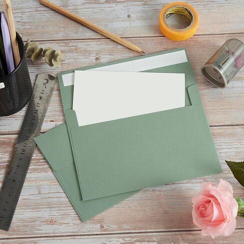 Wishhop 100 حزمة من مظاريف Sage-Green A7 ذاتية اللصق مقاس 5x7 للدعوات، وبطاقات تهنئة مقاس 5x7 in Saudi Arabia