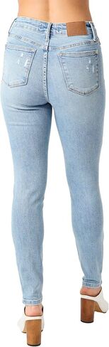 Judy Blue Women's Mid Rise Tummy Control Destroy Skinny Jeans in Saudi Arabia