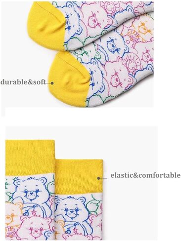 CheeseandU 3 Pairs Women Girls Super Cute Grumpy Candy Bear Socks Novelty Care Bears Crew Socks Autumn Cotton Crew Socks Ideal Gift for Kids Girls Ladies Womens Bday Gift in Kuwait