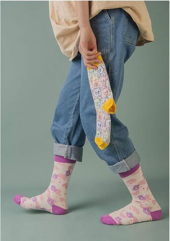 CheeseandU 3 Pairs Women Girls Super Cute Grumpy Candy Bear Socks Novelty Care Bears Crew Socks Autumn Cotton Crew Socks Ideal Gift for Kids Girls Ladies Womens Bday Gift in Kuwait