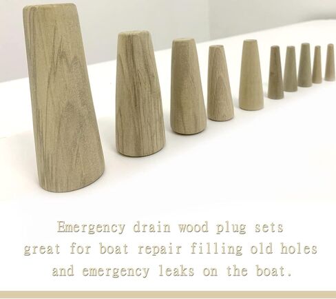 asdmm قارب الطوارئ مجموعات المكونات الخشبية الناعمة، البحرية مدبب مخروطي من خلال بدن استنزاف توقف، متنوعة 1/5 "إلى 1 3/5"، 10 قطع in Kuwait