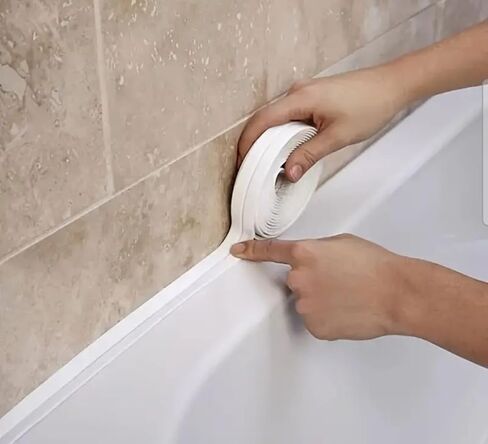 5 Pack, 25FT White Caulk Tape for Bath & Kitchen,Caulking Tape for Bathroom Caulking White Self Adhesive Caulk Strip,tub Surround,Toilet Bowl Stick on Gel,Kitchen Countertop (0.87" x 4.9Ft) in Saudi Arabia