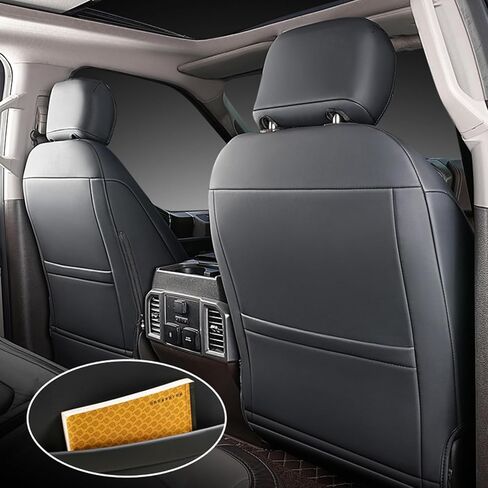 أغطية مقاعد السيارة الأمامية المصنوعة من الجلد الصناعي تناسب Ford F150 2015 2016 2017 2018 2019 2020 2021 2022 2023 2024 و2017-2024 F250 F350 F450 ملحقات أغطية مقاعد السيارات (أسود) in Saudi Arabia