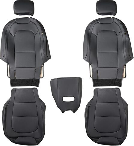 أغطية مقاعد السيارة الأمامية المصنوعة من الجلد الصناعي تناسب Ford F150 2015 2016 2017 2018 2019 2020 2021 2022 2023 2024 و2017-2024 F250 F350 F450 ملحقات أغطية مقاعد السيارات (أسود) in Saudi Arabia