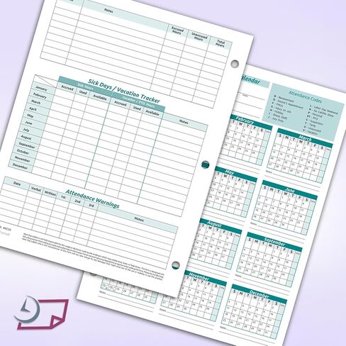 NextDayLabels - بطاقات تقويم الحضور لتعقب العمل - 8 ½ X 11 بطاقة/عبوة مكونة من 25 ورقة (لون أخضر - 2024) in Saudi Arabia