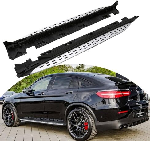 Side Steps Fit for Mercedes Benz GLC Coupe C253 2016-2021 Running Board Nerf Bar Factory Style,black/silver in Saudi Arabia
