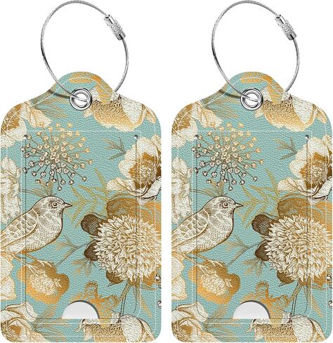 Rimilak 2 Pack PU Leather Luggage Tags for Suitcase, Travel Cruise Luggage Tag with Privacy Flap, Name ID Label and Metal Loop for Women Men Handbag School Bag Backpack, Abstrac Leopard in Kuwait