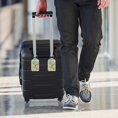 Rimilak 2 Pack PU Leather Luggage Tags for Suitcase, Travel Cruise Luggage Tag with Privacy Flap, Name ID Label and Metal Loop for Women Men Handbag School Bag Backpack, Abstrac Leopard in Kuwait