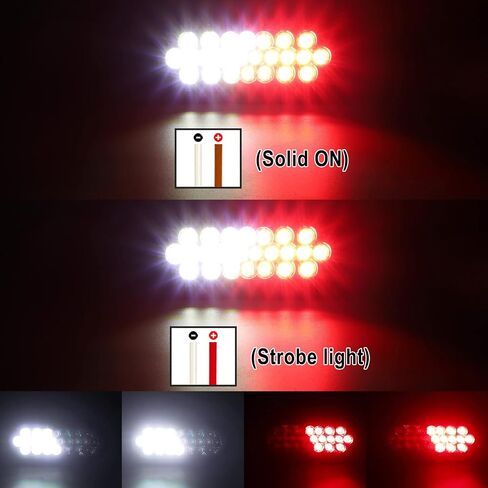 Partsam 2 Pcs 6.5 Inch Oval Red/White Strobe Lights 24LED Brake Stop Lights Recessed with Quad Flash Patterns for Truck Towing Trailer Lights Rubber Grommets 3-Prong Wire Pigtails IP67 Waterproof in Saudi Arabia