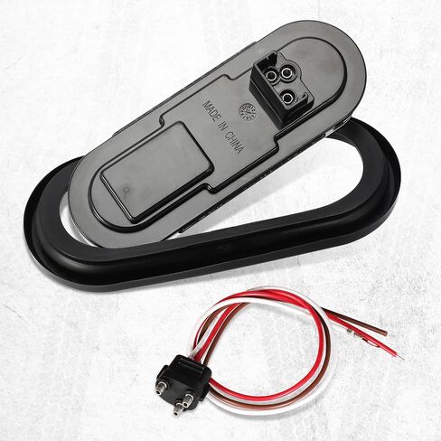 Partsam 2 Pcs 6.5 Inch Oval Red/White Strobe Lights 24LED Brake Stop Lights Recessed with Quad Flash Patterns for Truck Towing Trailer Lights Rubber Grommets 3-Prong Wire Pigtails IP67 Waterproof in Saudi Arabia