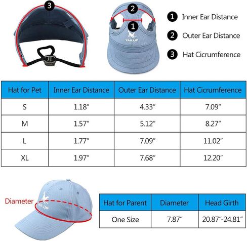 Dog Parent-Child Hats, Adjustable with Ear Holes Dog Baseball Hat Visor Cap Sun Protection Pet's Mom Dad Cap Set in Kuwait