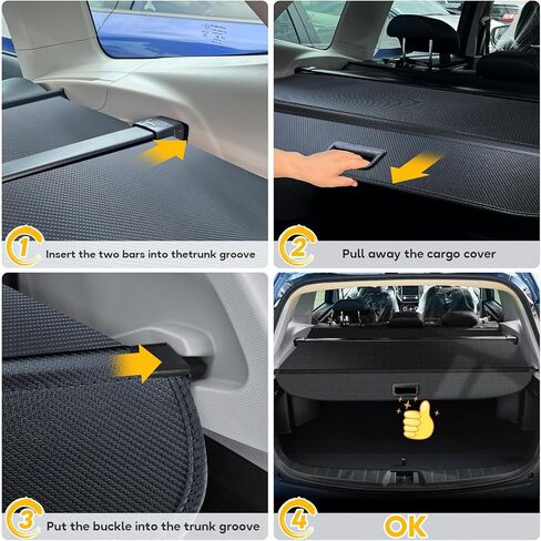 غطاء شحن قابل للسحب من Yumemoo لسيارة Honda Pilot 2023-2024، غطاء صندوق السيارة الخلفي متوافق مع Honda Pilot 2023 2024 ظل حماية أمان بدون فجوة ملحقات السيارة باللون الأسود، ألياف الكربون in Kuwait