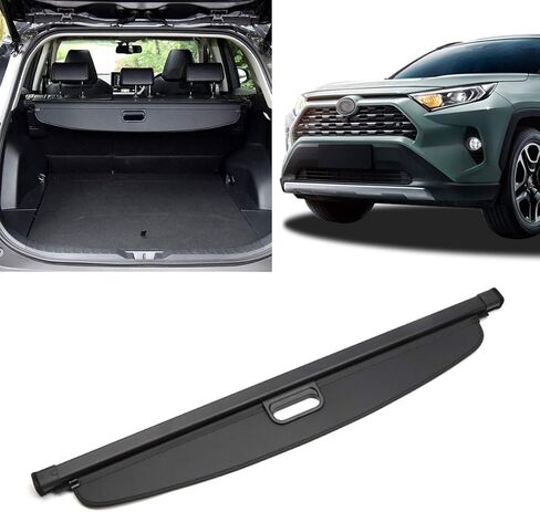 Autoxrun غطاء البضائع استبدال ل 2019 2020 2021 2022 تويوتا RAV4 غطاء صندوق السيارة الخلفي قابل للسحب البضائع الأمن درع أسود in Kuwait
