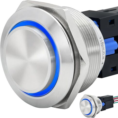Big Push Button Switch 30mm Latching High Head Round Waterproof IP67 Stainless Steel On Off LED 12V 1.18" Mounting Hole SPDT/DPDT with Socket in Saudi Arabia