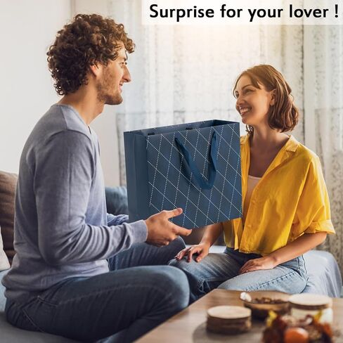 أكياس هدايا Uceoo باللون الأزرق الداكن، 12 عبوة من أكياس الهدايا باللون الأزرق الداكن وأكياس هدايا ورقية زرقاء قابلة لإعادة الاستخدام لاستخدامها في أعياد الميلاد وحفلات استقبال المولود الجديد وحفلات الزفاف والحفلات وهدايا العطلات in Kuwait