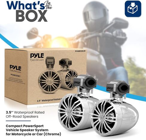 Pyle 3.5" Waterproof Off-Road Speakers - 40W Marine Grade Passive Woofer Sound System Full Range Outdoor Audio Stereo Speaker for Motorcycle, Car, ATV, 4x4, Jeep, Boat, Includes Brackets (Chrome) in Saudi Arabia