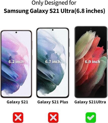 [عبوتان + 2] واقي شاشة للخصوصية الفائقة لهاتف Galaxy S21 وواقي عدسة الكاميرا، زجاج مقسى 9H، شفاف عالي الدقة، مضاد للخدش، دعم بصمات الأصابع بالموجات فوق الصوتية، خالٍ من الفقاعات لهاتف Samsung Galaxy S21 Ultra (6.8 بوصة) in Kuwait