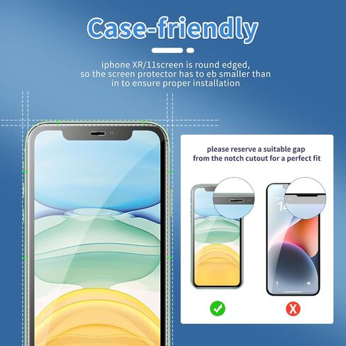 Glass Screen Protector for iPhone 11/XR (6.1"), 3 Pack 9HD Tempered Glass, Case Friendly, Anti Scratch Bubble Free Ultra Resistant in Saudi Arabia