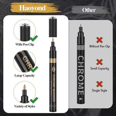 Liquid Mirror Chrome Markers - 3 Colors Permanent High Gloss Waterproof Pens for Metal Model, Repairing, Resin Supplies, Plastic Painting or DIY Art Projects (Round Tip 2-3mm) in Saudi Arabia