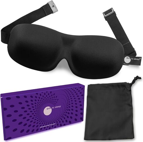Drift To Sleep Contoured Sleep Mask - Adjustable Strap with Buckle Lock for Comfortable Light Blocking - Includes Travel Pouch - Black in Saudi Arabia