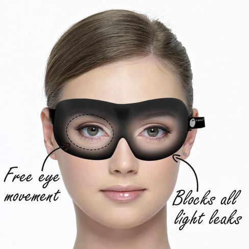 Drift To Sleep Contoured Sleep Mask - Adjustable Strap with Buckle Lock for Comfortable Light Blocking - Includes Travel Pouch - Black in Saudi Arabia