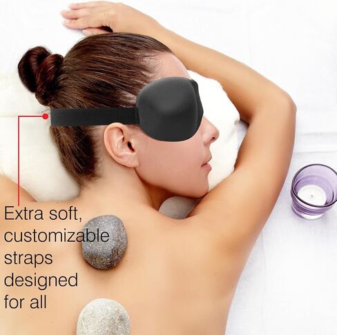 Drift To Sleep Contoured Sleep Mask - Adjustable Strap with Buckle Lock for Comfortable Light Blocking - Includes Travel Pouch - Black in Saudi Arabia