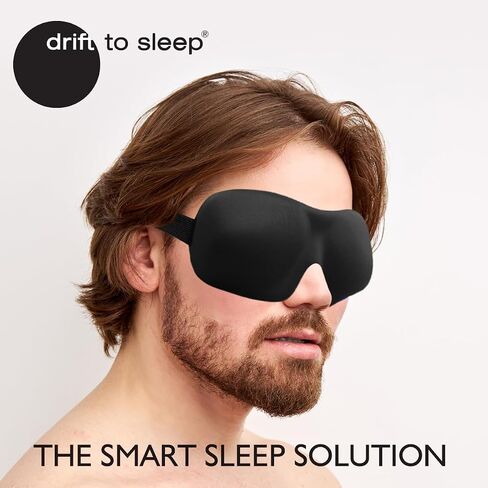 Drift To Sleep Contoured Sleep Mask - Adjustable Strap with Buckle Lock for Comfortable Light Blocking - Includes Travel Pouch - Black in Saudi Arabia